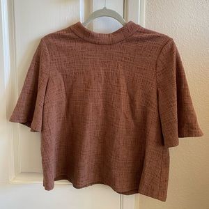 Anthropology Current Air Classic Brown Tie back Blouse Size Small Petite